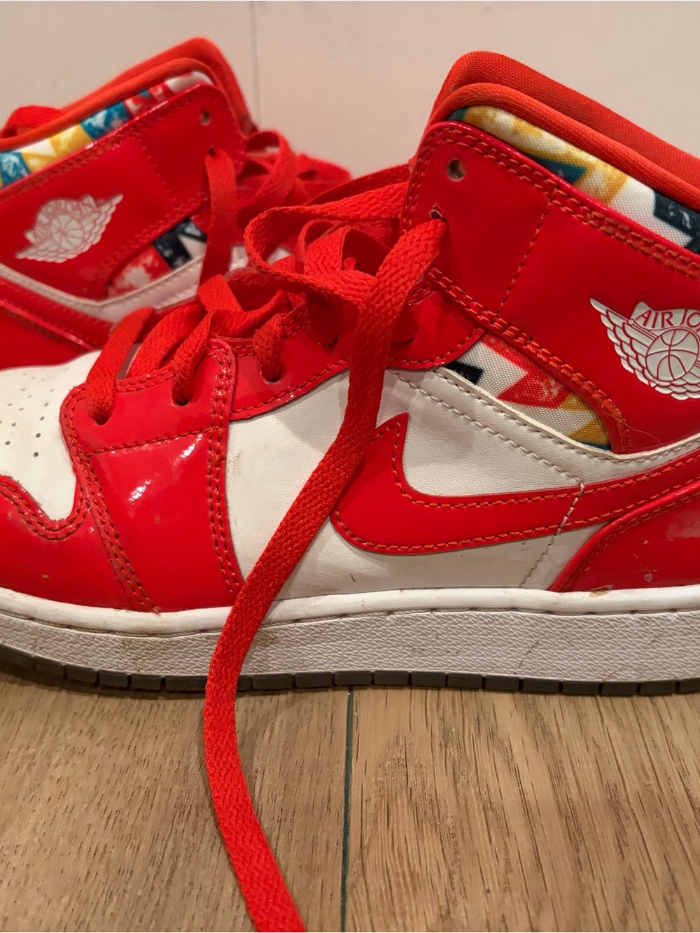 Nike Kids Red and White High-Top Sneakers